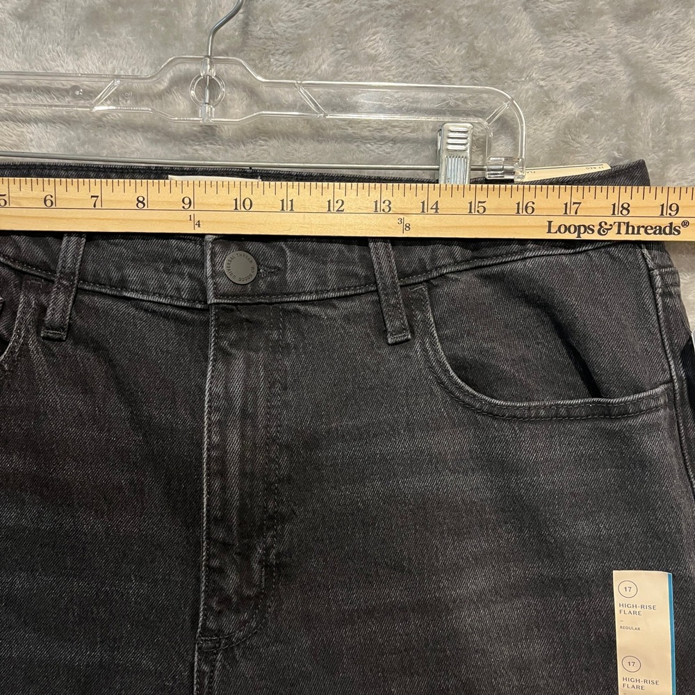 Universal Thread Flare Jeans Womens 17 Black High Rise Denim Regular New - Picture 3 of 10